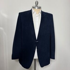 Neiman Marcus Ultrasuede Blazer Jacket 48R Menswear Business Casual Navy Blue